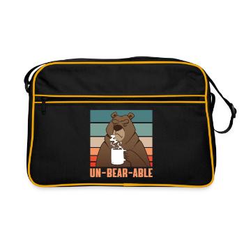 Drôle de café du matin en buvant un ours brun - Sac Retro - noir/or - Devant