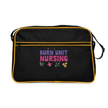 Verbrennungspflegekraft Blumen Design - Retro Tasche - Schwarz/Gold - Vorne