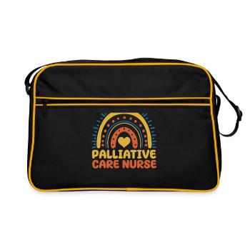 Palliativpflege Krankenschwester Boho Rainbow - Retro Tasche - Schwarz/Gold - Vorne
