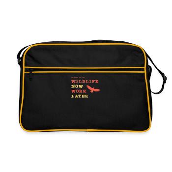 Save wildlife now - work later - Retro Tasche - Schwarz/Gold - Vorne