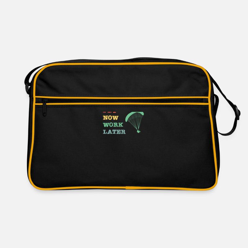 Fly now - work later - Retro Tasche - Schwarz/Gold