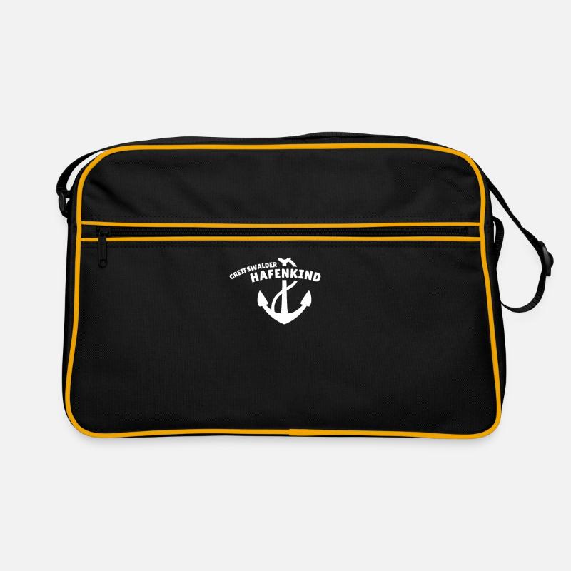 Greifswalder Hafenkind - Retro Tasche - Schwarz/Gold