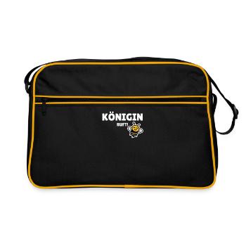Ich muss los, meine Königin ruft - Retro Tasche - Schwarz/Gold - Vorne