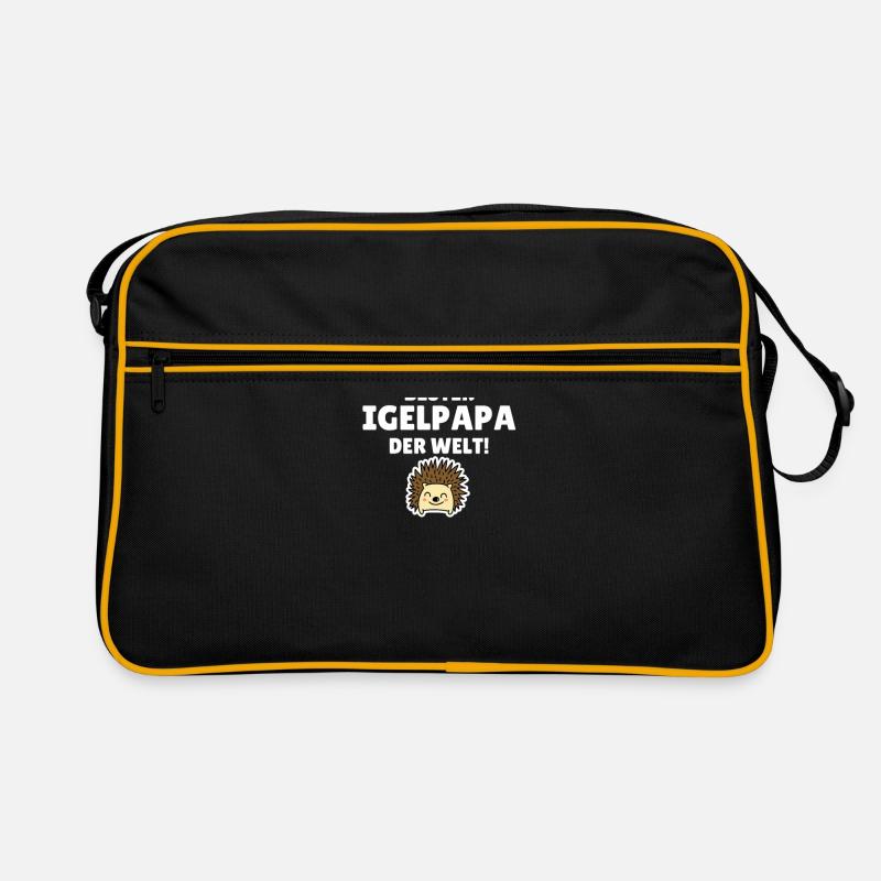 Bester Igelpapa der Welt! - Retro Tasche - Schwarz/Gold