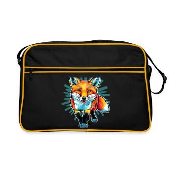 Fuchs - Illustration - Retro Tasche - Schwarz/Gold - Vorne