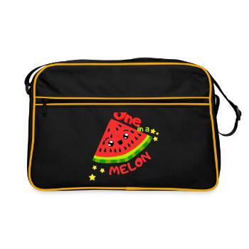 Un dans un melon. Melon d'eau frais de conception estivale cool - Sac Retro - noir/or - Devant