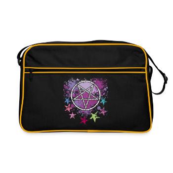 Pentagramme avec étoiles - Sac Retro - noir/or - Devant