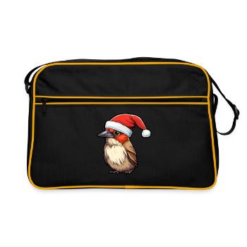 Oiseaux de Noël Oiseaux Santa Hat Hiver - Sac Retro - noir/or - Devant