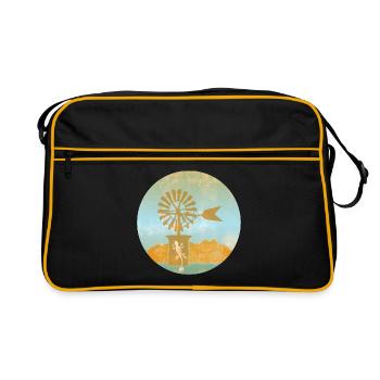Windmühle - Balearen - Retro Tasche - Schwarz/Gold - Vorne