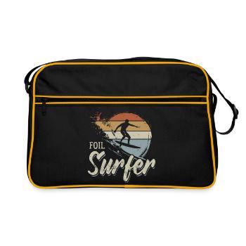 Foil Surfer - Wave - Surfer - Gift - Retro Bag - black/gold - Front