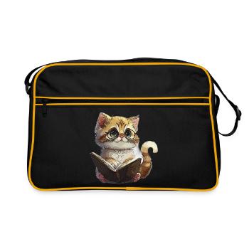 Chaton de lecture avec des lunettes Chat de lecture - Sac Retro - noir/or - Devant