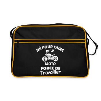 Engagiertes und fleißiges Motorradmuster - Retro Tasche - Schwarz/Gold - Vorne