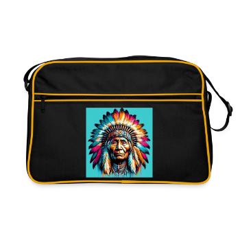 Amérindien Américain - Sac Retro - noir/or - Devant
