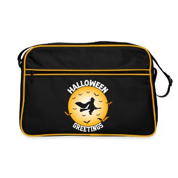 Halloween Sorcière Vol Silhouette Design - Sac Retro - noir/or - Devant
