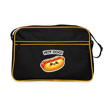 Kawaii Hotdog Sticker Motif - Retro Bag - black/gold - Front