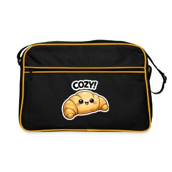 Cozy Croissant Kawaii - Retro Bag - black/gold - Front