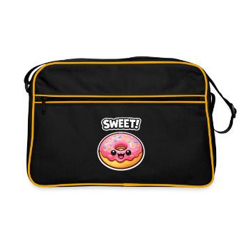 Kawaii Donut Pink Frosting - Retro Bag - black/gold - Front