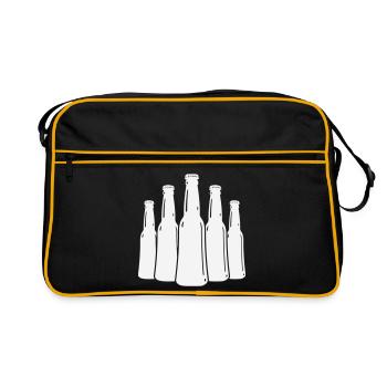 Bierflaschen Silhouette - Retro Tasche - Schwarz/Gold - Vorne