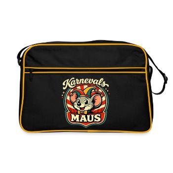 Niedliche Mäuschen Kostüm Fasching Helau - Retro Tasche - Schwarz/Gold - Vorne