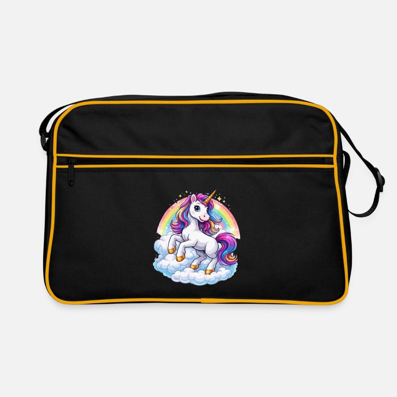 Rainbow Unicorn Over Clouds Retro Bag