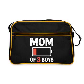 Mom of 3 Boys Battery Low - Retro Bag - black/gold - Front