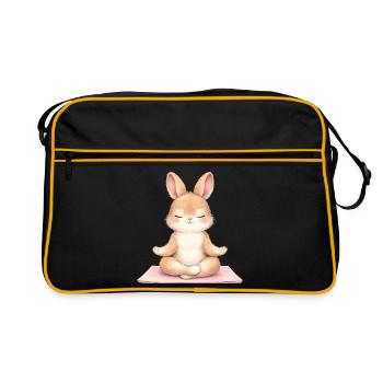 Meditating Bunny in Yoga Description - Retro Bag - black/gold - Front