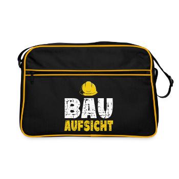Bauaufsicht Bauarbeiter - Retro Tasche - Schwarz/Gold - Vorne