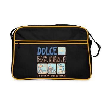 Dolce Far Niente - La Dolce Vita Sommer Design  - Retro Tasche - Schwarz/Gold - Vorne
