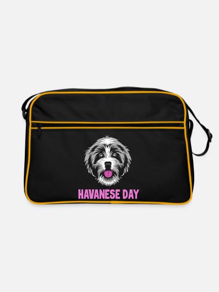 Chien bichon havanais - Sac Retro - noir/or - Devant