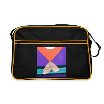 Geometrische Motte - Retro Tasche - Schwarz/Gold - Vorne