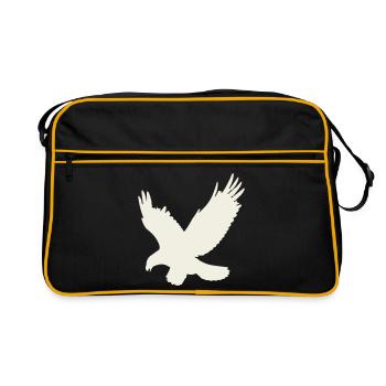 Adler Silhouette im Flug - Retro Tasche - Schwarz/Gold - Vorne