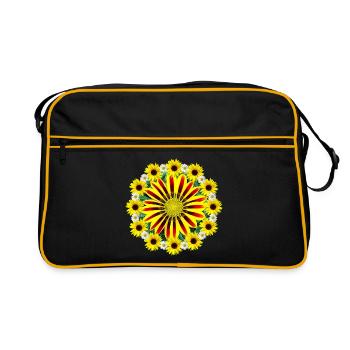 Gazanien Blüte Sonnenblume Margeriten Gazanie - Retro Tasche - Schwarz/Gold - Vorne