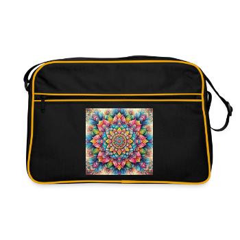 Lebendige Mandala-Prachtkunst - Retro Tasche - Schwarz/Gold - Vorne