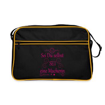 Sei Du selbst SEI eine Macherin - Retro Tasche - Schwarz/Gold - Vorne