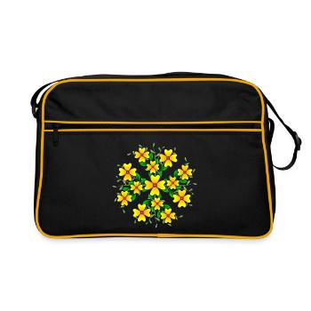 yellow blossom floral pattern floral tendril floral floral - Retro Bag - black/gold - Front