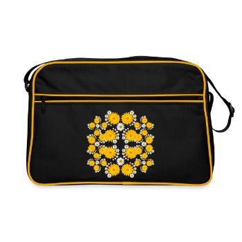 blooming marigolds, daisy flower, floral blossom - Retro Bag - black/gold - Front