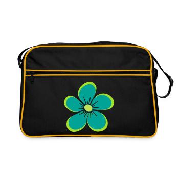 Flower green, flower, floral, floral motif, floral - Retro Bag - black/gold - Front