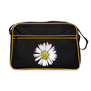 Marguerite marguerite fleur, fleur, floral - Sac Retro - noir/or - Devant