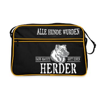 Alle Hunde Herder - Retro Tasche - Schwarz/Gold - Vorne
