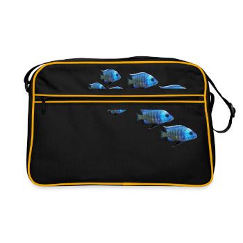 grouper perch fish barsch zackenbarsch fisch - Retro Tasche - Schwarz/Gold - Vorne