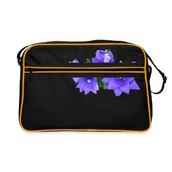 flowers lilies tulips orchids sunflower dahlia ger - Retro Tasche - Schwarz/Gold - Vorne