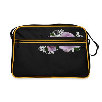 flowers lilies tulips orchids sunflower dahlia ger - Retro Tasche - Schwarz/Gold - Vorne