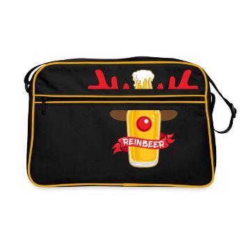 Reinbeer Christmas Pun Costume Wordplay Gift - Retro Bag - black/gold - Front