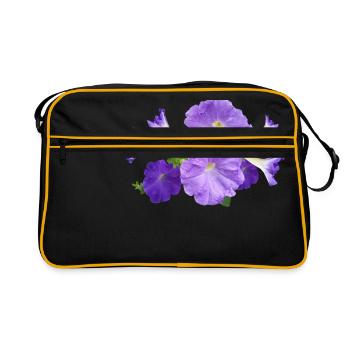 petunia petunie blumen flowers garten garden - Retro Tasche - Schwarz/Gold - Vorne