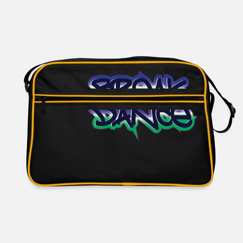Breakdance Schriftzug - Retro Tasche - Schwarz/Gold