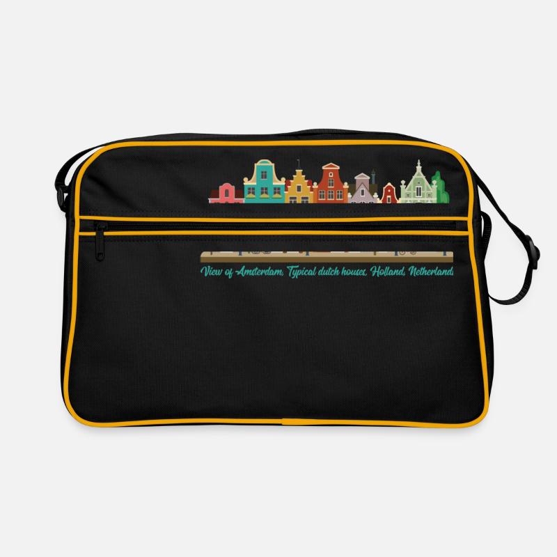 Blick auf Amsterdam, typisch holländische Häuser, Holland Retro Tasche