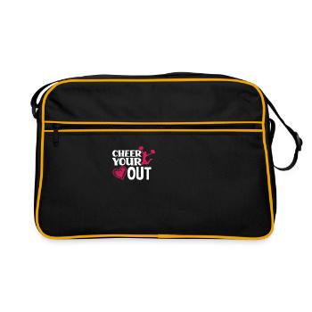 Cheer Your Heart Out Cheerleading Cheerdance Gymna - Retro Tasche - Schwarz/Gold - Vorne
