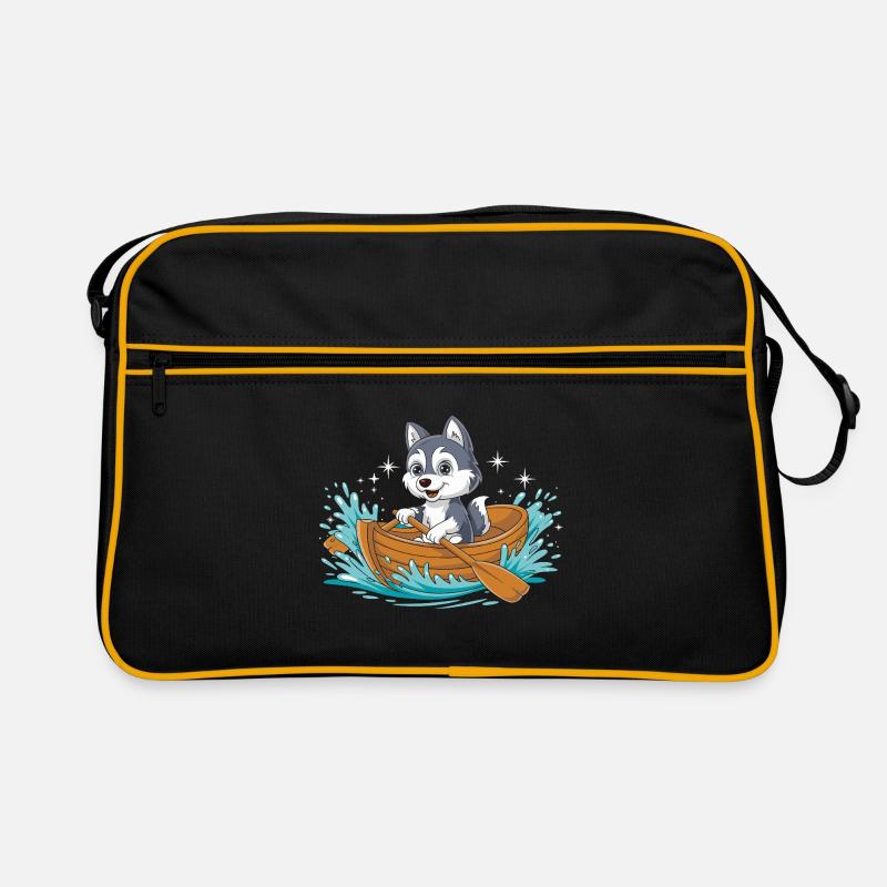 Ein Husky-Paddelboot Retro Tasche