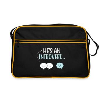 He’s An Introvert Sayings For Introverts - Retro Bag - black/gold - Front