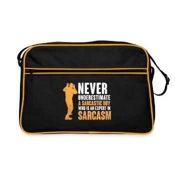 Never Underestimate A Sarcastic Boy Sarcasm - Retro Bag - black/gold - Front